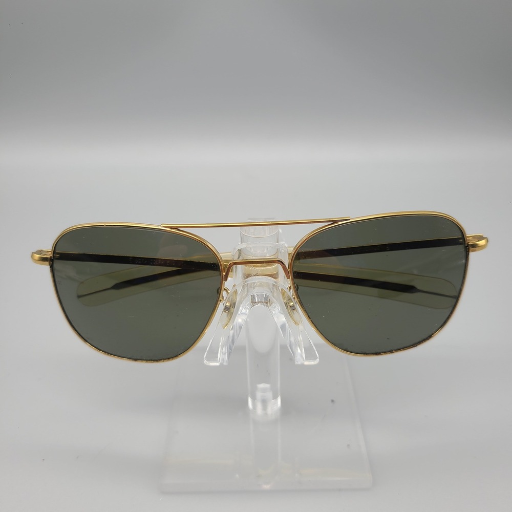 Randolph Engineering Aviator Sunglasses Gold Green Lens 5 1/2 USA Military Style